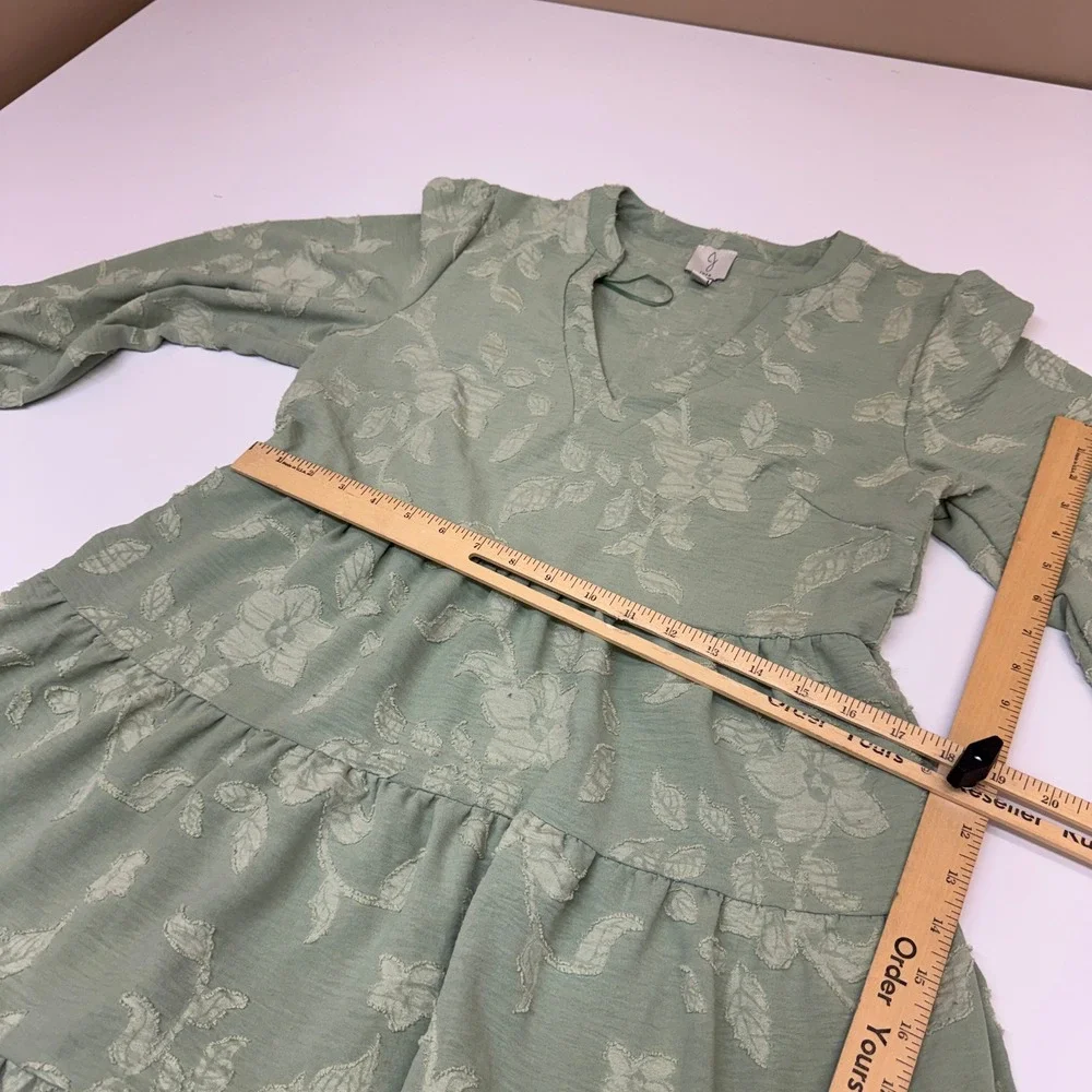 Joie Dress Womens Medium Green Floral Jacquard Boho Cottagecore